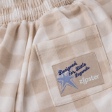 Gingham-Abenteuerhose in Haferbeige