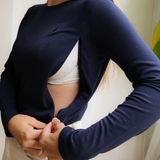 Maglietta allattamento manica lunga blu navy