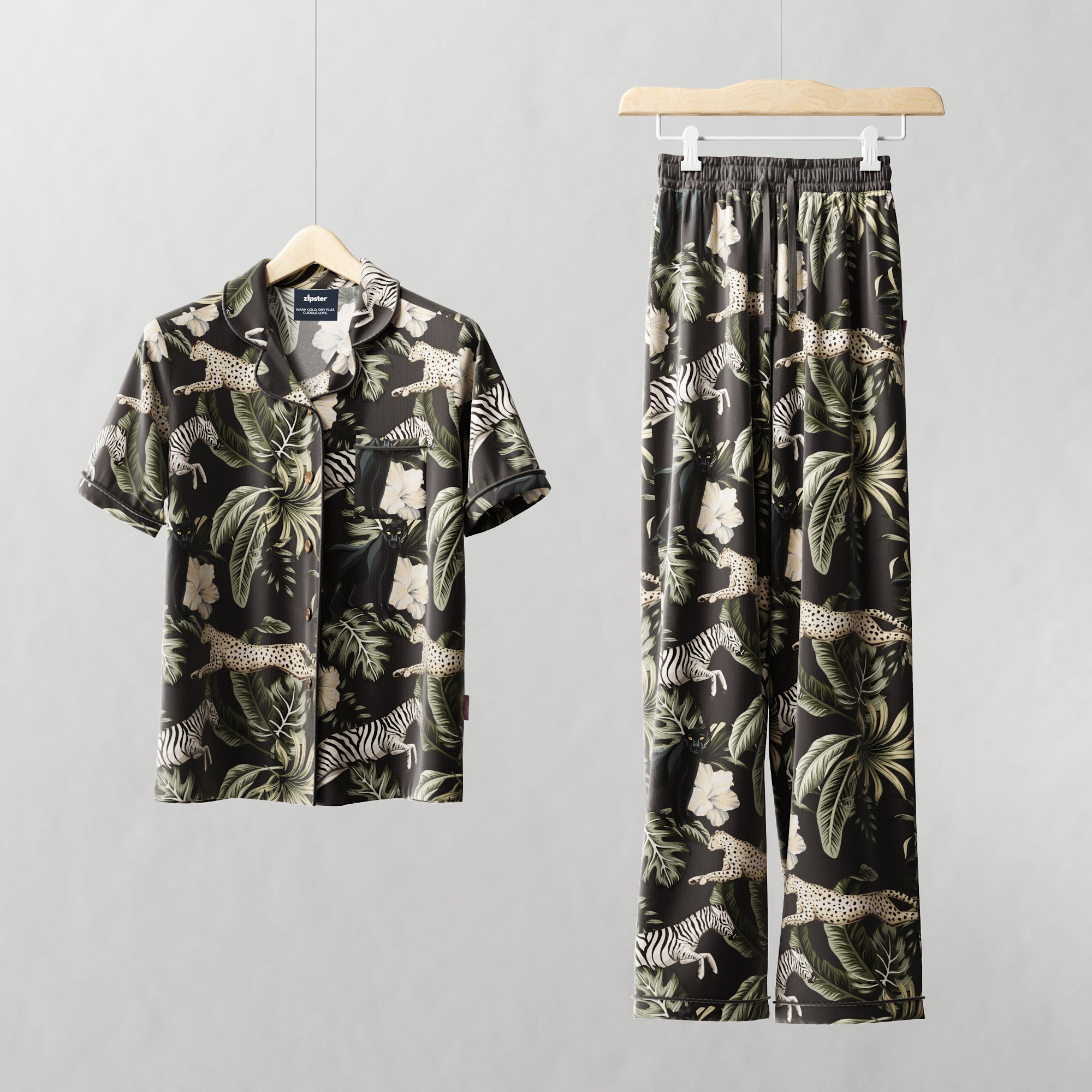 Dames Pyjama Lang Set Bamboe - Zebra