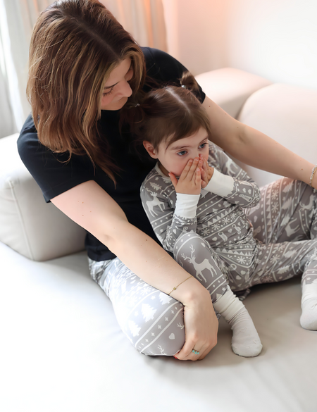 Ladies Grey Fair Isle Pajamas Set