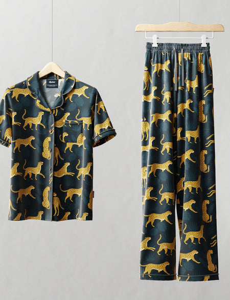 Women's Bamboo Pyjama Long Set - Cheetah