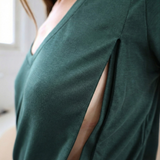 T-Shirt allaitement col V Vert forêt