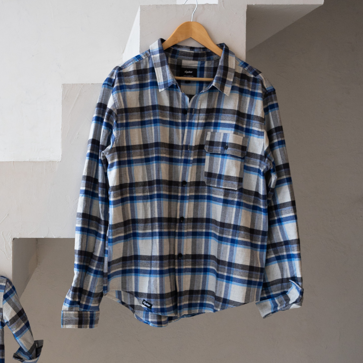 Men's Flannel Shirt Blue Check