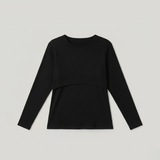 Breastfeeding Ribbed Top Negro