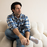 Herenflanellen overhemd Blauw geruit