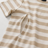 Vestido de lactancia a rayas Beige / Blanco