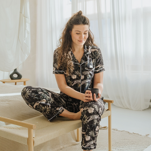 Dames Pyjama Lang Set Bamboe - Zebra