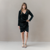 Paris Stillen Samtkleid Schwarz