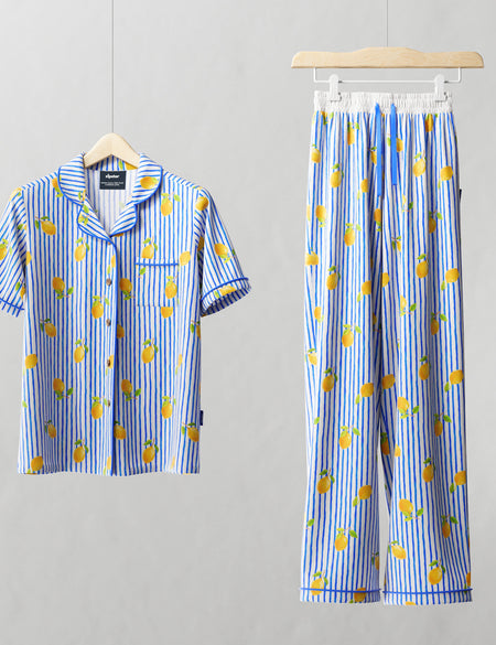 Ladies Pajamas Set Mediterranean Lemons
