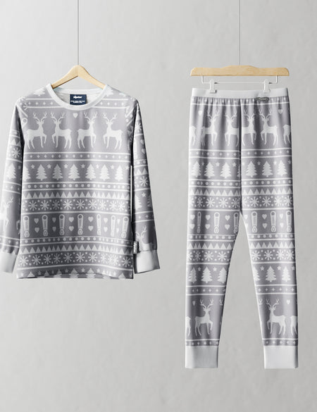Children's PJ Set Grey Fair Isle