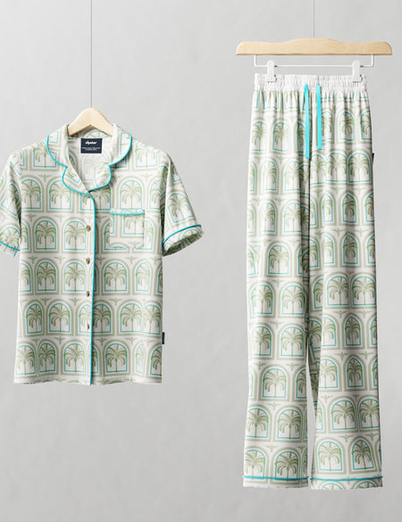 Ladies Pyjamas Set Palm Trees