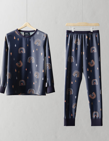 Children's PJ Set Navy Rainbow