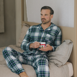 Ensemble de pyjamas écossais vert pour hommes
