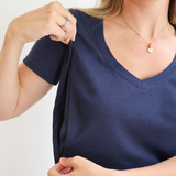 Maglietta per l'allattamento al seno con scollo a V, blu navy