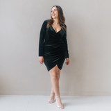 Paris Stillen Samtkleid Schwarz