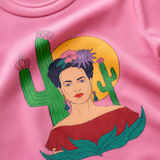 Camiseta infantil oversize rosa con Frida