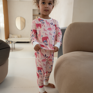 Children's PJ Set Pink Safari
