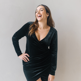 Paris Stillen Samtkleid Schwarz