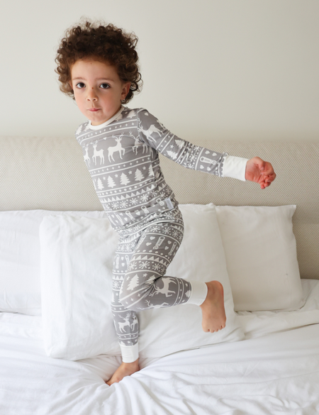 Children's PJ Set Grey Fair Isle