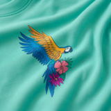 Übergroßes Kinder-T-Shirt in Mint mit Frida-Papagei