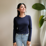 Maglietta allattamento manica lunga blu navy