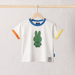 Bianco Miffy maglietta per bambini con stampa verde Miffy, vista frontale