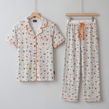 Set pigiama da donna Miffy in bambù con motivo a scacchi "Bloom", vista frontale